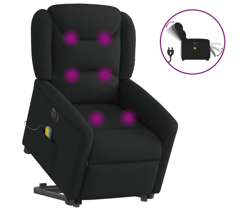 Sillón de masaje eléctrico reclinable elevable tela negro