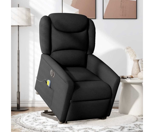 Sillón de masaje eléctrico reclinable elevable tela negro