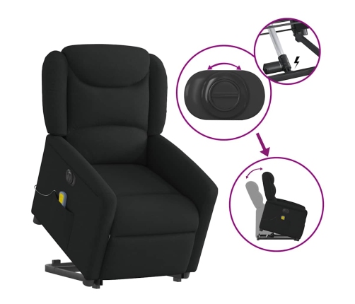 Sillón de masaje eléctrico reclinable elevable tela negro