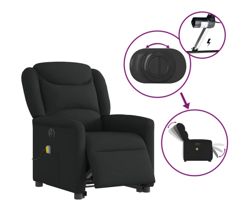 Sillón de masaje eléctrico reclinable elevable tela negro