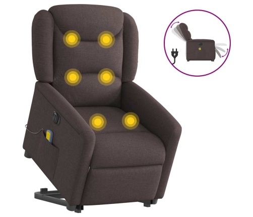 Sillón masaje eléctrico reclinable elevable tela marrón oscuro