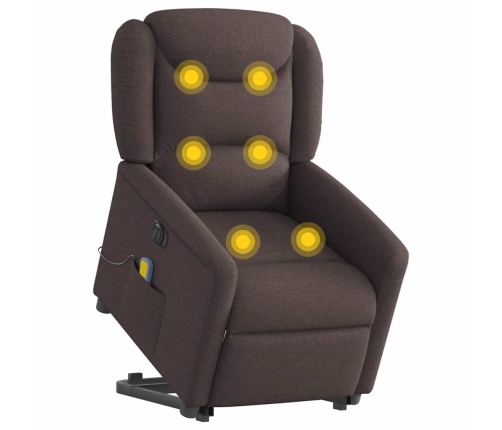 Sillón masaje eléctrico reclinable elevable tela marrón oscuro