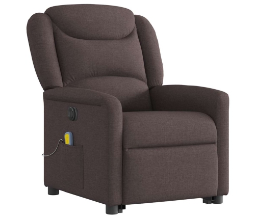 Sillón masaje eléctrico reclinable elevable tela marrón oscuro