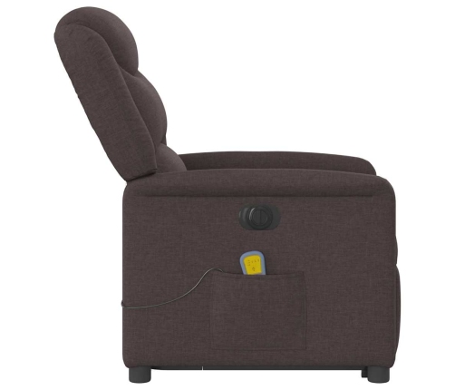 Sillón masaje eléctrico reclinable elevable tela marrón oscuro