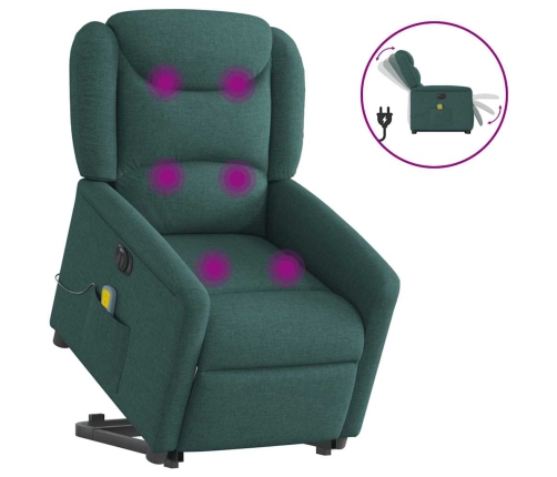 Sillón masaje eléctrico reclinable elevable tela verde oscuro