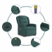 Sillón masaje eléctrico reclinable elevable tela verde oscuro