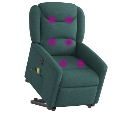 Sillón masaje eléctrico reclinable elevable tela verde oscuro