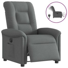 Sillón reclinable eléctrico de tela gris oscuro