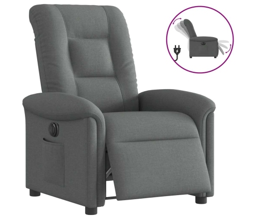 Sillón reclinable eléctrico de tela gris oscuro