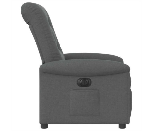 Sillón reclinable eléctrico de tela gris oscuro