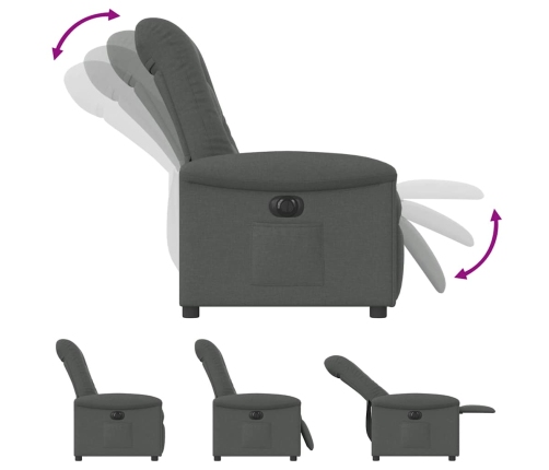 Sillón reclinable eléctrico de tela gris oscuro