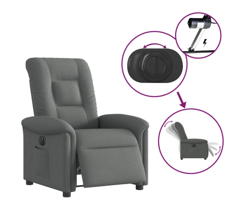 Sillón reclinable eléctrico de tela gris oscuro