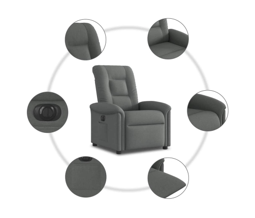 Sillón reclinable eléctrico de tela gris oscuro