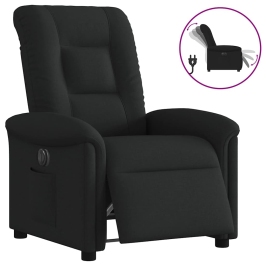 Sillón reclinable eléctrico de tela negro