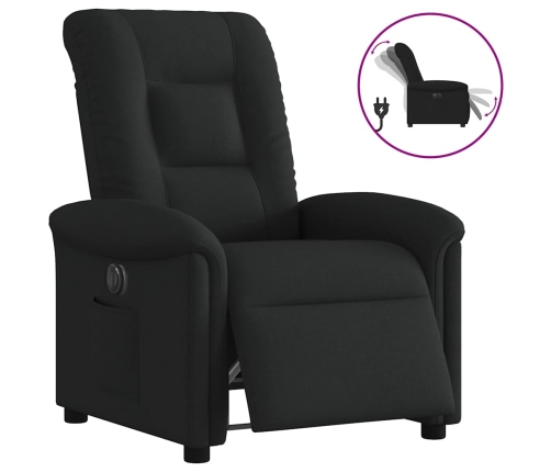 Sillón reclinable eléctrico de tela negro