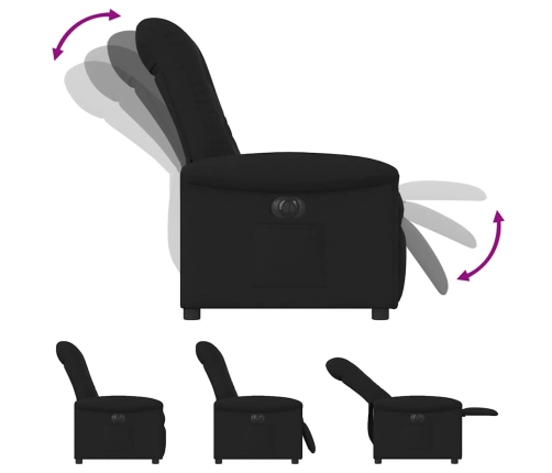 Sillón reclinable eléctrico de tela negro