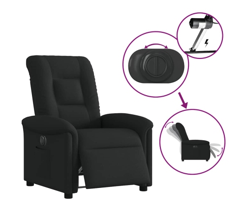 Sillón reclinable eléctrico de tela negro