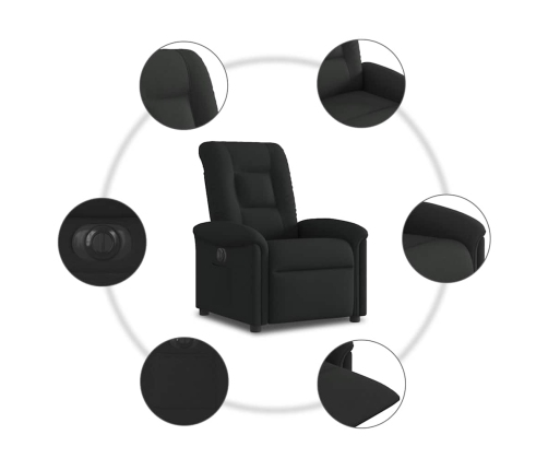 Sillón reclinable eléctrico de tela negro