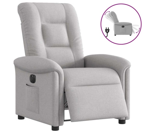 Sillón reclinable eléctrico de tela gris nube