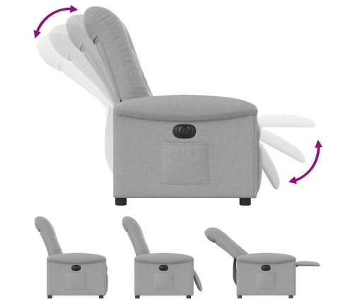 Sillón reclinable eléctrico de tela gris nube