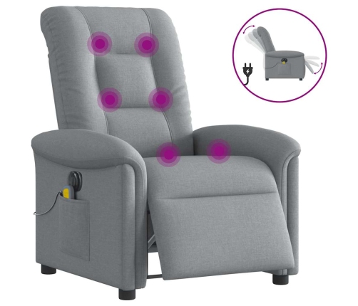 Sillón reclinable de masaje eléctrico tela gris claro