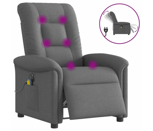 Sillón reclinable de masaje eléctrico tela gris oscuro