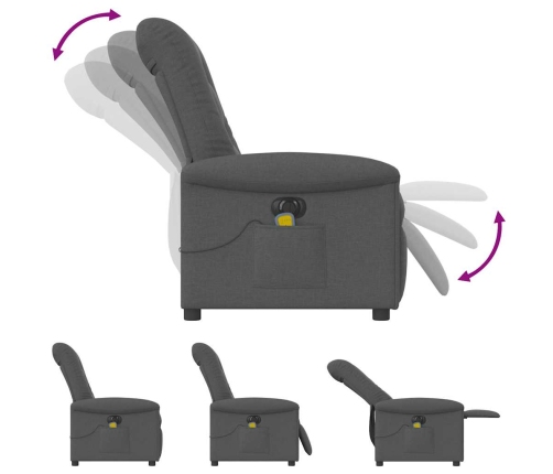 Sillón reclinable de masaje eléctrico tela gris oscuro