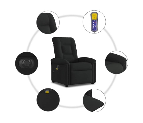 Sillón reclinable de masaje eléctrico tela negro