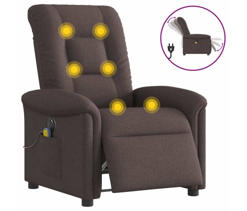 Sillón reclinable de masaje eléctrico tela marrón oscuro