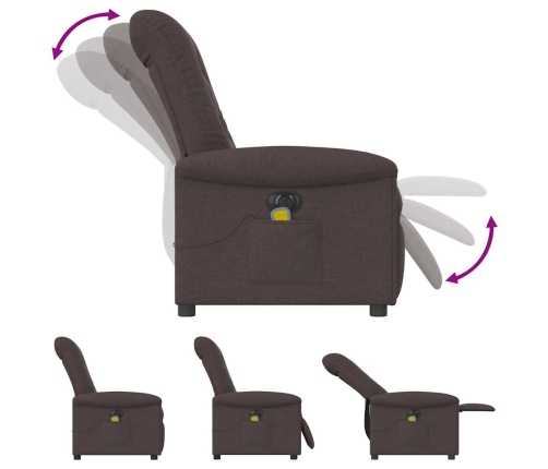 Sillón reclinable de masaje eléctrico tela marrón oscuro