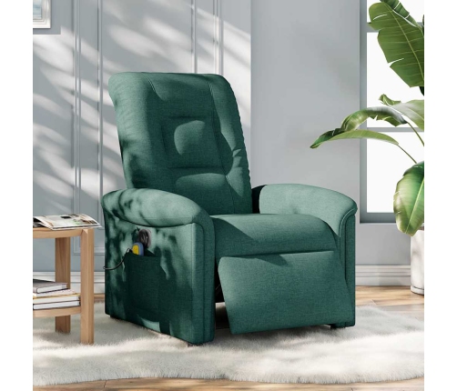 Sillón reclinable de masaje eléctrico tela verde oscuro