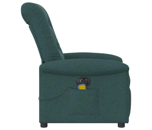 Sillón reclinable de masaje eléctrico tela verde oscuro