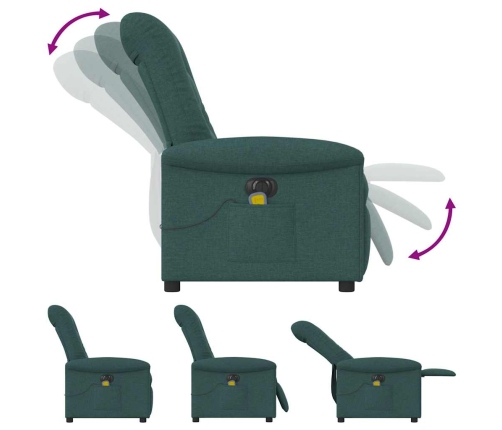 Sillón reclinable de masaje eléctrico tela verde oscuro