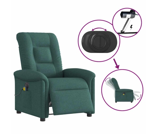 Sillón reclinable de masaje eléctrico tela verde oscuro