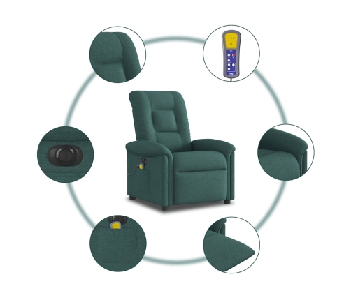 Sillón reclinable de masaje eléctrico tela verde oscuro