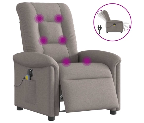 Sillón reclinable de masaje eléctrico tela gris taupe