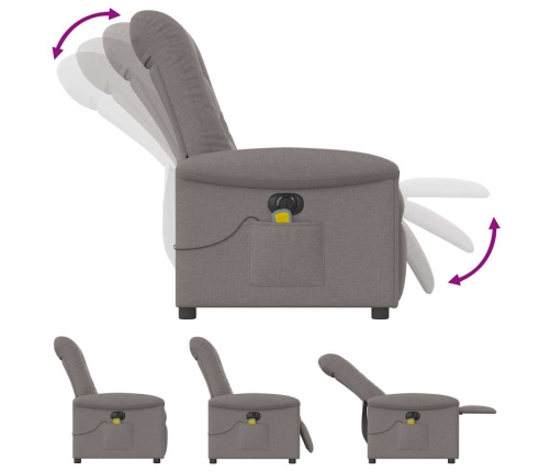 Sillón reclinable de masaje eléctrico tela gris taupe