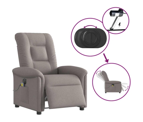 Sillón reclinable de masaje eléctrico tela gris taupe