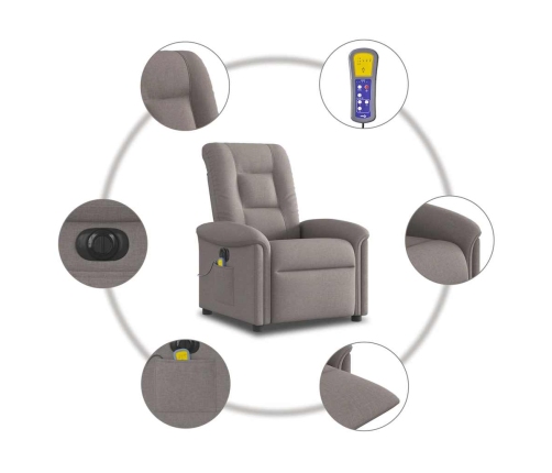 Sillón reclinable de masaje eléctrico tela gris taupe