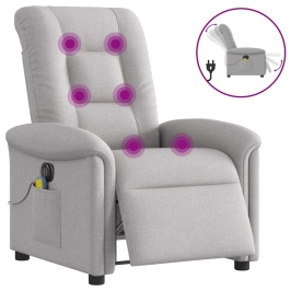 Sillón reclinable de masaje eléctrico tela gris nube