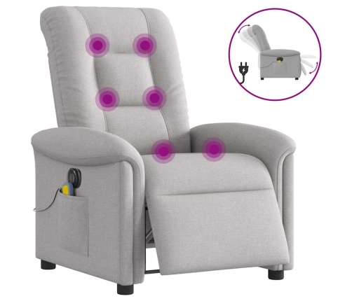 Sillón reclinable de masaje eléctrico tela gris nube