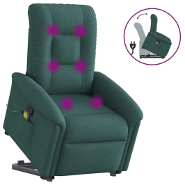 Silla de masaje reclinable de pie de tela verde oscura