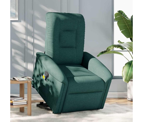 Silla de masaje reclinable de pie de tela verde oscura