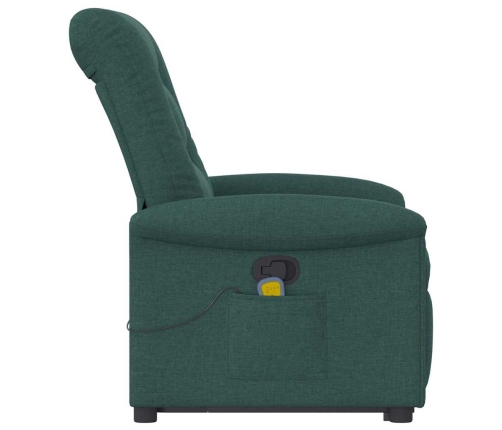 Silla de masaje reclinable de pie de tela verde oscura