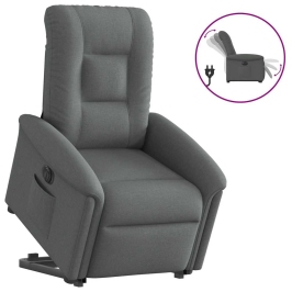 Sillón eléctrico reclinable elevable de tela gris oscuro