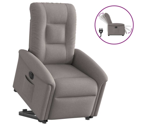 Sillón eléctrico reclinable elevable de tela gris taupe