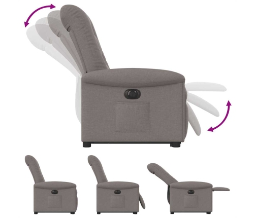 Sillón eléctrico reclinable elevable de tela gris taupe