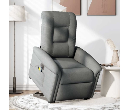 Sillón de masaje eléctrico reclinable elevable tela gris oscuro