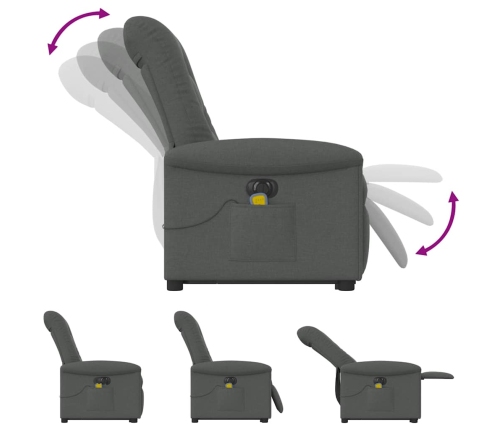 Sillón de masaje eléctrico reclinable elevable tela gris oscuro