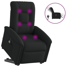 Sillón de masaje eléctrico reclinable elevable tela negro